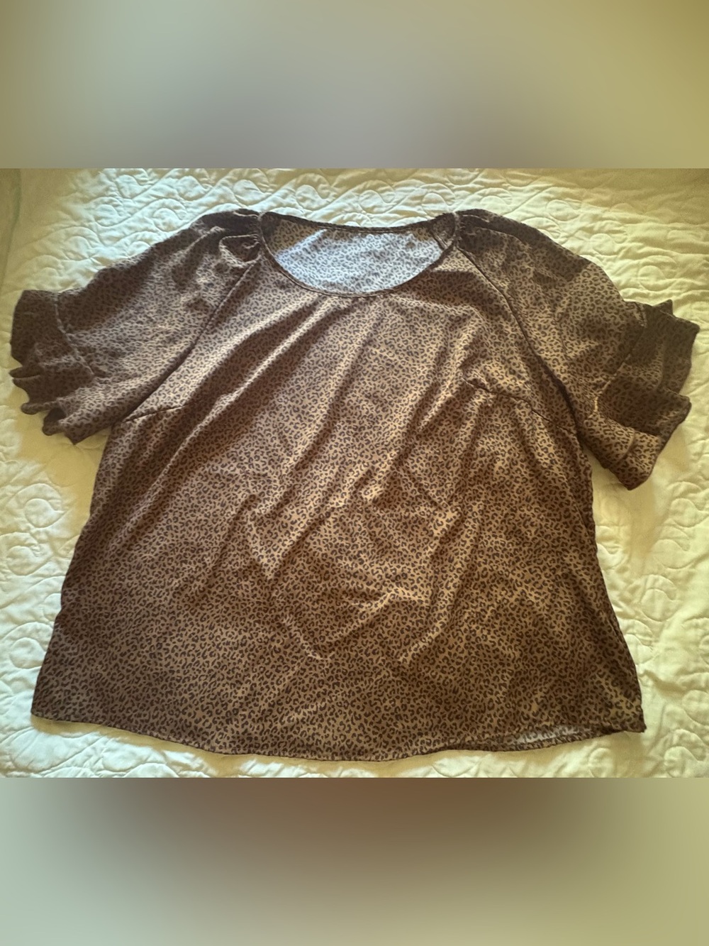 SHEIN Brown Leopard Print Short Sleeve Blouse